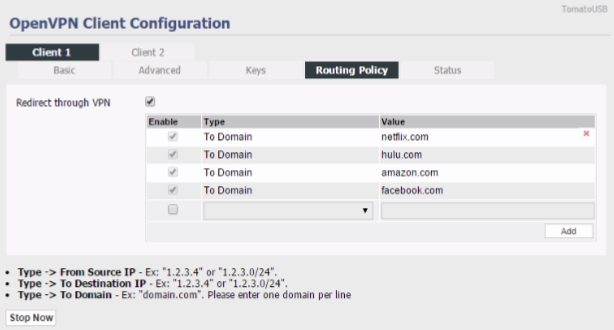 policy-based-routing - vpn for specific websites