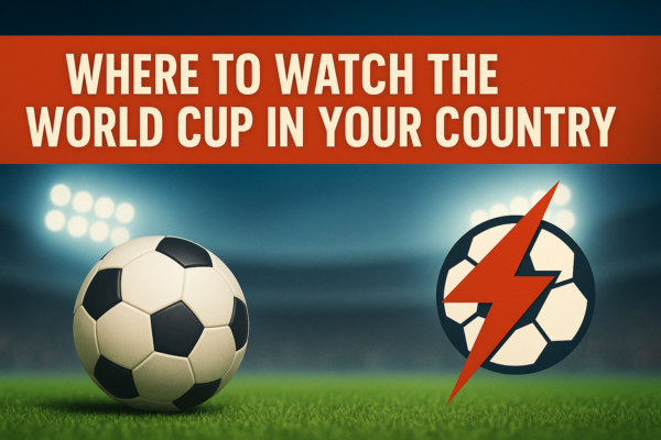 Header image with soccer ball on a stadium field under bright lights and a red banner reading “Where to Watch the World Cup 2026 in Your Country.