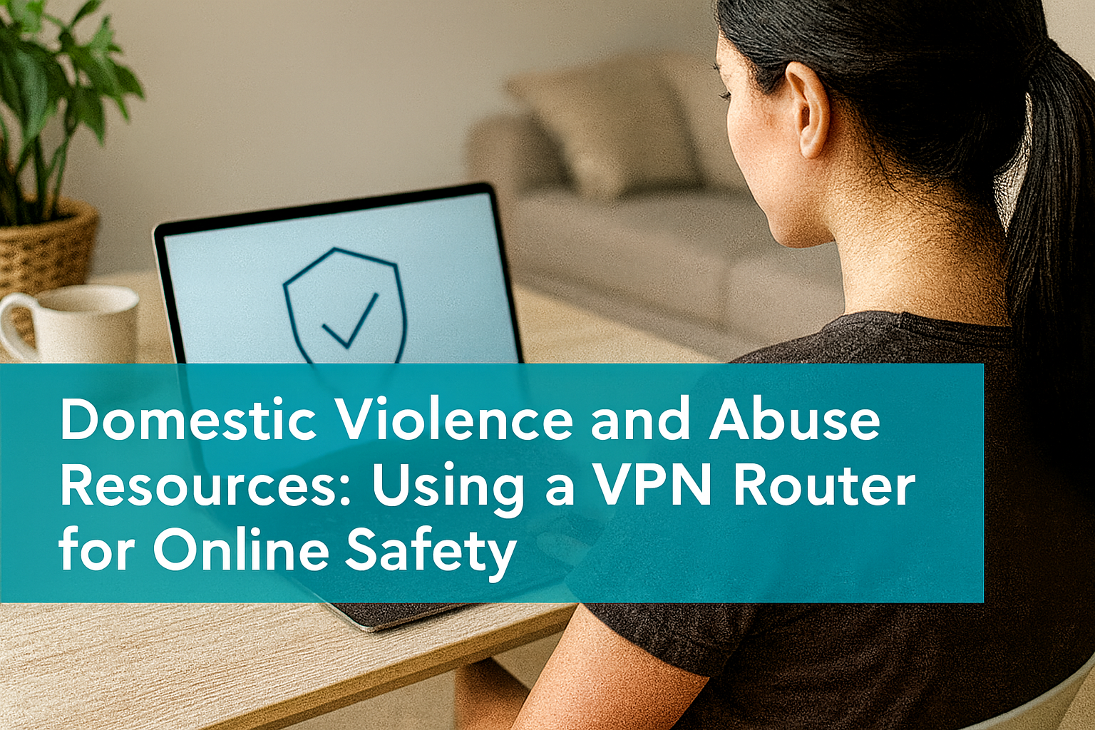 Person using a laptop privately at home, representing digital safety