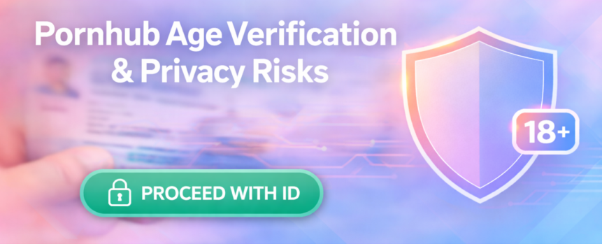 Illustration showing Pornhub age verification and online privacy risks
