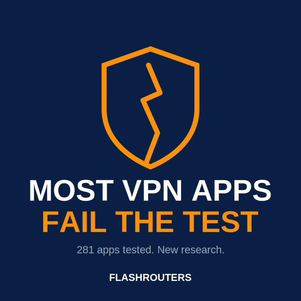 Cracked shield icon — most VPN apps fail security testing; 281 Android apps tested in new research